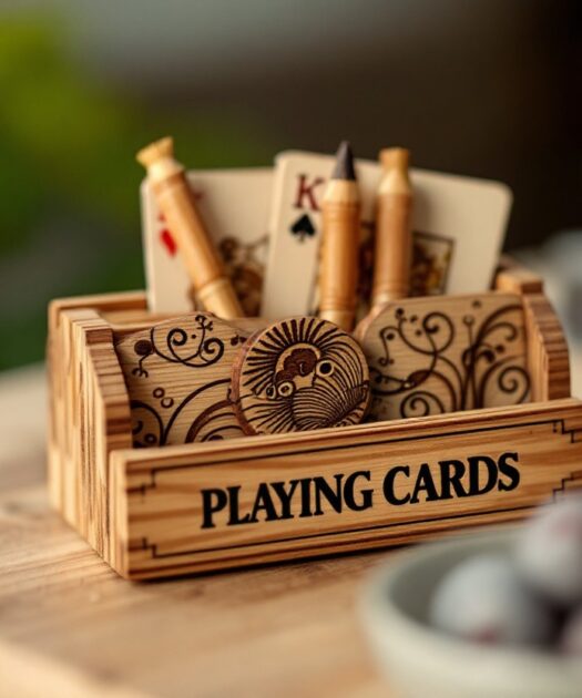 Porte-cartes à jouer personnalisé en bois gravé : un cadeau parfait pour les enfants