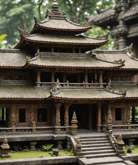 Maquettes inspirées des temples et portes balinaises
