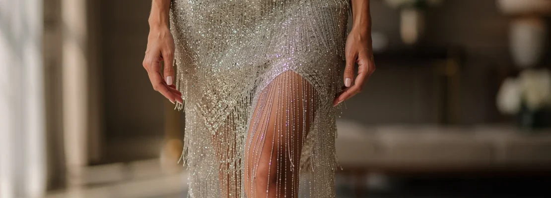 Audace texturée : comment les robes à franges pailletées redessinent le glamour moderne