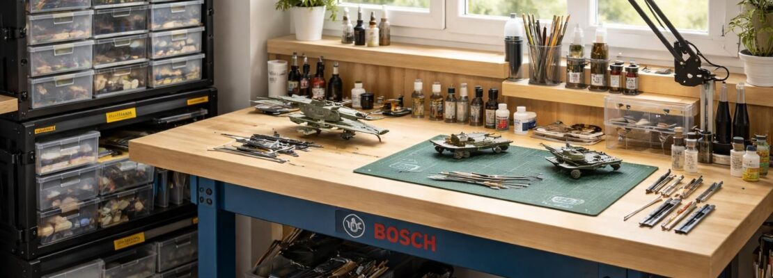 Construire un atelier de modélisme avec établi Bosch et rangement Stanley