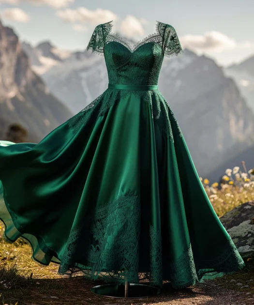 Tout savoir sur la robe vert émeraude pour un mariage à la montagne